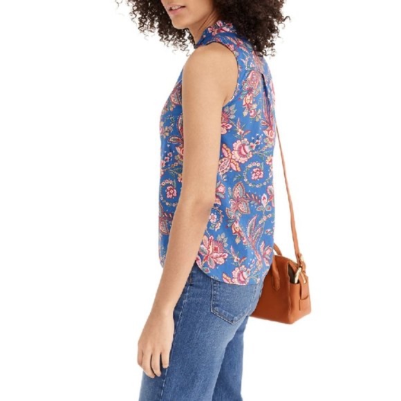 Ruffle-neck top in Liberty® Flora Belle Item L1035 J Crew Size 00 Like New - Picture 3 of 7